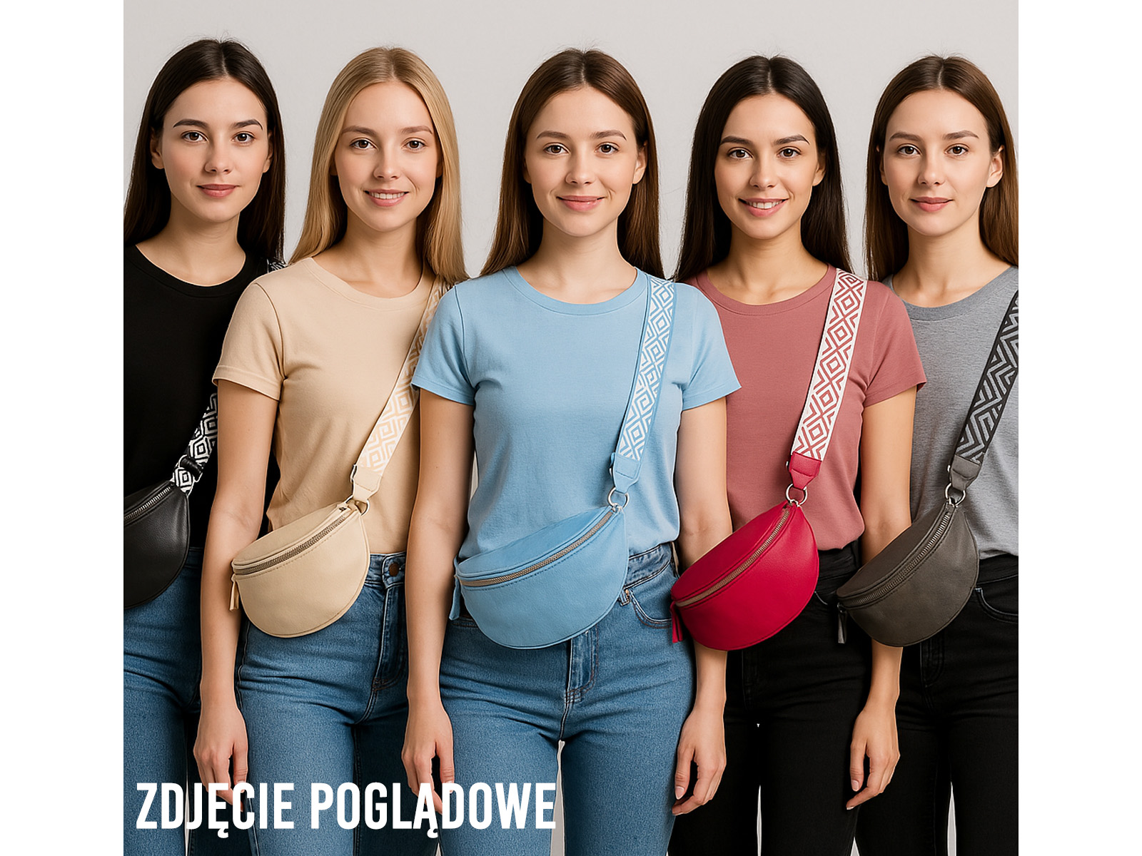 Kolorowe modne saszetki damskie nerki na ramię