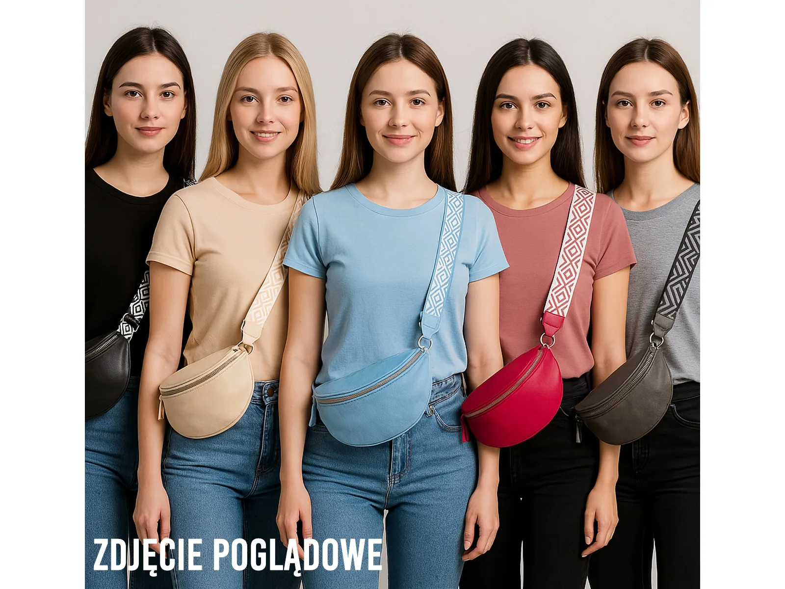 Kolorowe modne saszetki damskie nerki na ramię