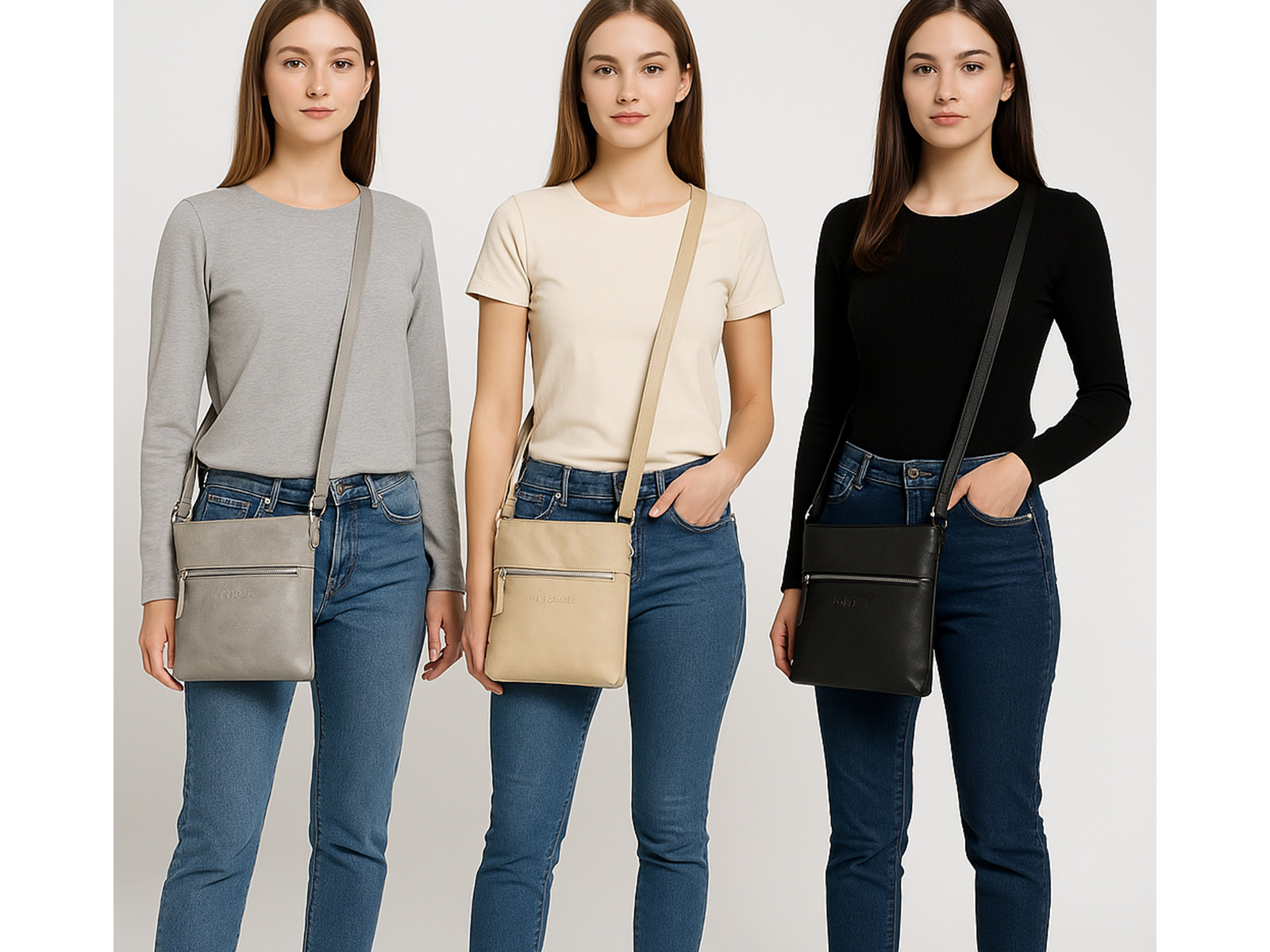 Torebka damska jennifer Jones średniej wielkości w trzech kolorach na modelkach