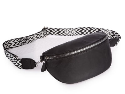 Czarna saszetka damska nerka na ramię z miękkiej skóry ekologicznej Jennifer Jones