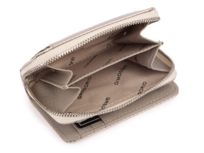 Mały biały portfel damski lakierowany z błyszczącym wzorem carbonowym RFID Gregorio - obrazek 7