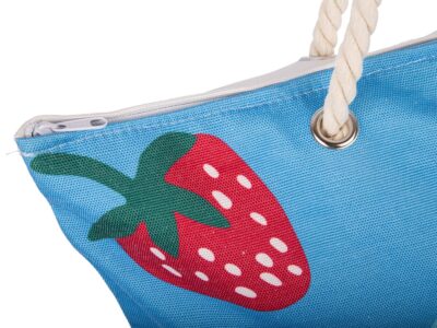 Duża torba na plażę i zakupy niebieska z wakacynym wzorem Bellugio - obrazek 3