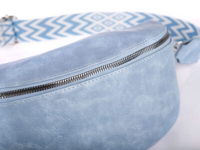 Błękitna saszetka damska nerka na ramię z miękkiej skóry ekologicznej Jennifer Jones - obrazek 7