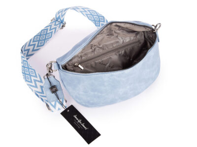 Błękitna saszetka damska nerka na ramię z miękkiej skóry ekologicznej Jennifer Jones - obrazek 3