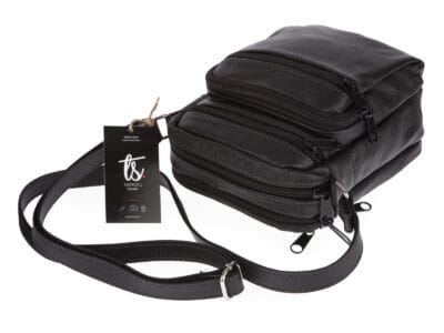 Czarna skórzana torba na ramię saszetka do codziennego użytku - obrazek 2