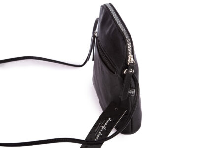 Mała czarna torebka damska na ramię z miękkiej skóry ekologicznej Jennifer Jones - obrazek 3