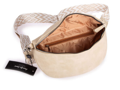 Beżowa saszetka damska nerka na ramię z miękkiej skóry ekologicznej Jennifer Jones - obrazek 3