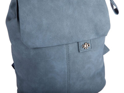 Niebieski mały plecak damski miejski z miękkiej skóry ekologicznej z klapką - obrazek 4