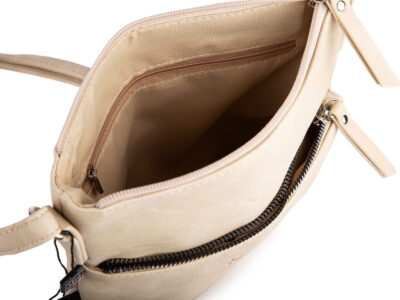 Beżowa średnia torebka damska z miękkiej skóry ekologicznej Jennifer Jones - obrazek 7