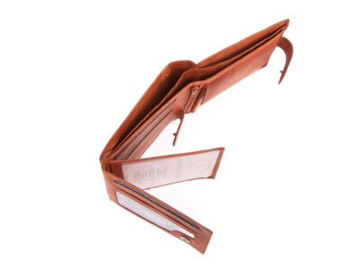 Portfel męski poziomy skórzany z zapięciem brąz-koniak WILD - obrazek 6