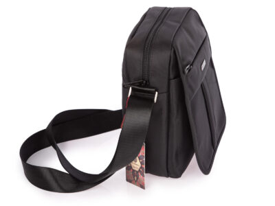 Torba męska na ramię elegancka średnia materiałowa czarna Peterson - obrazek 4