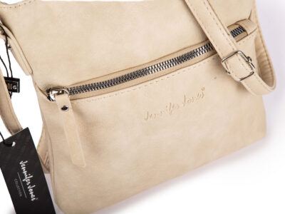 Beżowa średnia torebka damska z miękkiej skóry ekologicznej Jennifer Jones - obrazek 5