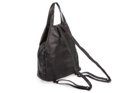 Czarny skórzany plecak damski miejski szyty ręcznie w Polsce elegancki - obrazek 9