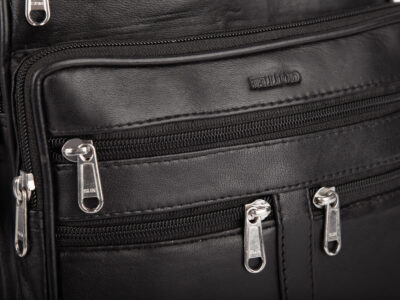 Czarna skórzana torba męska na ramię z rączką i paskiem do pracy Bellugio - obrazek 5