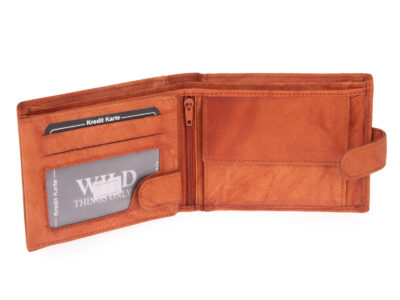 Portfel męski poziomy skórzany z zapięciem brąz-koniak WILD - obrazek 4