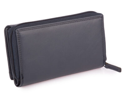 Duży portfel damski z miękkiej skóry naturalnej RFID granatowy Franko - obrazek 2