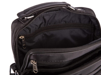 Czarna skórzana torba męska na ramię z rączką i paskiem do pracy Bellugio - obrazek 6