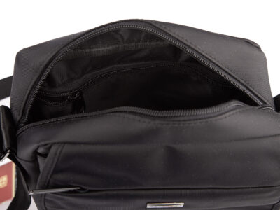 Torba męska na ramię elegancka średnia materiałowa czarna Peterson - obrazek 8