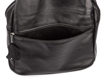 Czarny skórzany plecak damski miejski szyty ręcznie w Polsce elegancki - obrazek 8