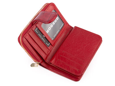 Portfel damski czerwony lakierowany z wzorkiem w motylki RFID Gregorio - obrazek 6