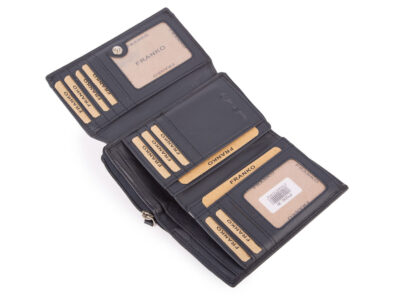 Duży portfel damski z miękkiej skóry naturalnej RFID granatowy Franko - obrazek 4