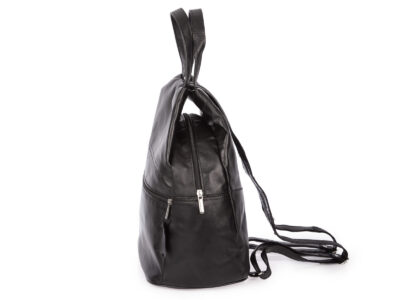 Czarny skórzany plecak damski miejski szyty ręcznie w Polsce elegancki - obrazek 4