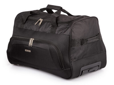 Czarna średnia torba podróżna na kółkach ze stelażem i wyciaganą rączką Bellugio - obrazek 10