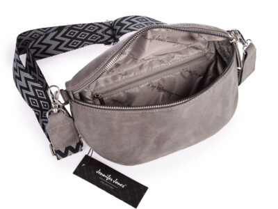 Szara saszetka damska nerka na ramię z miękkiej skóry ekologicznej Jennifer Jones - obrazek 3