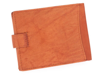 Portfel męski poziomy skórzany z zapięciem brąz-koniak WILD - obrazek 3