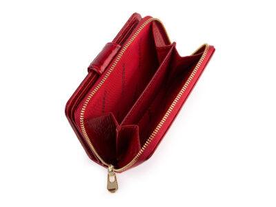 Portfel damski czerwony lakierowany z wzorkiem w motylki RFID Gregorio - obrazek 8