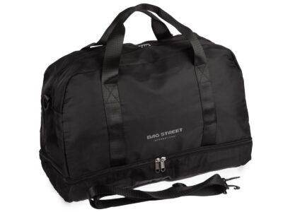 Lekka, czarna torba sportowa na siłownię lub fitness z osobną komorą pod spodem 50x30x25 cm