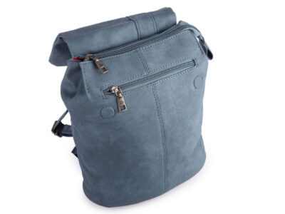 Niebieski mały plecak damski miejski z miękkiej skóry ekologicznej z klapką - obrazek 7