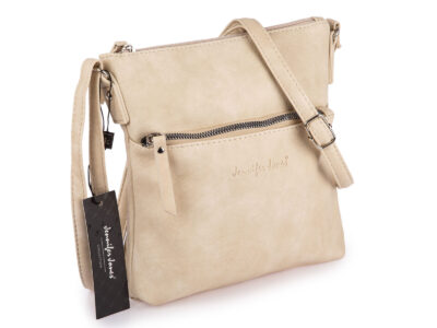 Beżowa średnia torebka damska z miękkiej skóry ekologicznej Jennifer Jones