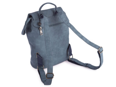 Niebieski mały plecak damski miejski z miękkiej skóry ekologicznej z klapką - obrazek 2