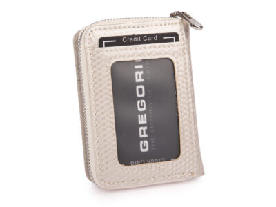 Mały biały portfel damski lakierowany z błyszczącym wzorem carbonowym RFID Gregorio - obrazek 6