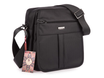 Torba męska na ramię elegancka średnia materiałowa czarna Peterson