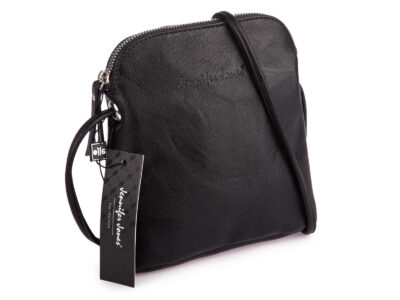 Mała czarna torebka damska na ramię z miękkiej skóry ekologicznej Jennifer Jones