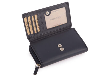 Duży portfel damski z miękkiej skóry naturalnej RFID granatowy Franko - obrazek 3