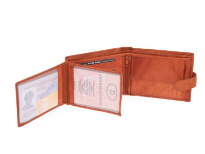 Portfel męski poziomy skórzany z zapięciem brąz-koniak WILD - obrazek 2