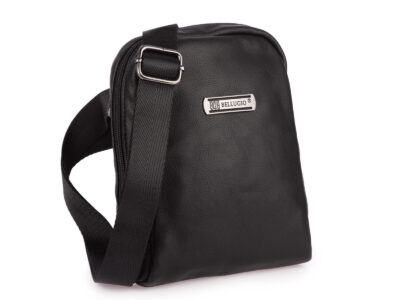 Mała saszetka męska na ramię elegancka czarna bellugio