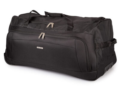 Czarna bardzo duża torba podróżna na kółkach XXL ze stelażem i wyciaganą rączką Bellugio - obrazek 2