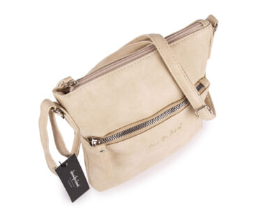 Beżowa średnia torebka damska z miękkiej skóry ekologicznej Jennifer Jones - obrazek 4