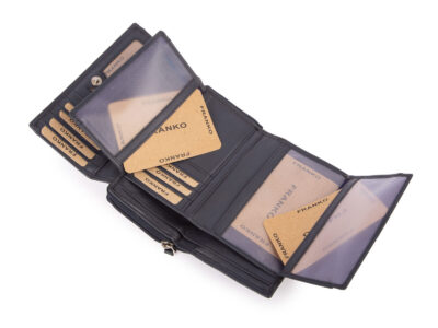 Duży portfel damski z miękkiej skóry naturalnej RFID granatowy Franko - obrazek 6