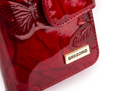 Portfel damski czerwony lakierowany z wzorkiem w motylki RFID Gregorio - obrazek 9