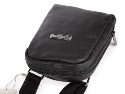 Mała saszetka męska na ramię elegancka czarna bellugio - obrazek 5