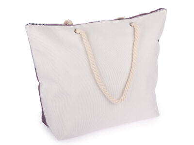 Duża torba na plażę piknik z fioletowym wzorem z uchwytami ze sznura Bellugio - obrazek 3