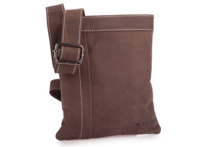 Brązowa skórzana saszetka męska na ramię WILD Tiger - obrazek 1