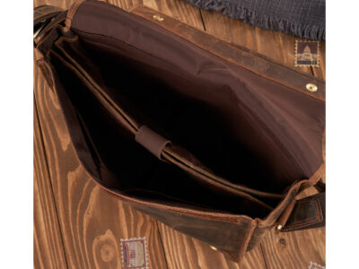 Duża skórzana torba męska z klapą brązowa vintage Paolo Peruzzi - obrazek 5