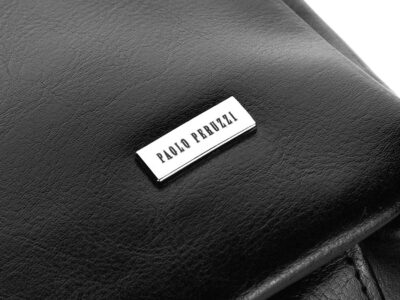 Duża skórzana torba damska czarna shopperka Paolo Peruzzi - obrazek 3