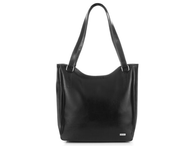 Duża czarna skórzana torba damska Paolo Peruzzi Shopperka
